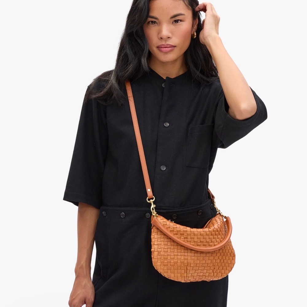 Clare V Petite Moyen Natural Woven Checker Bag - Picture 2 of 8